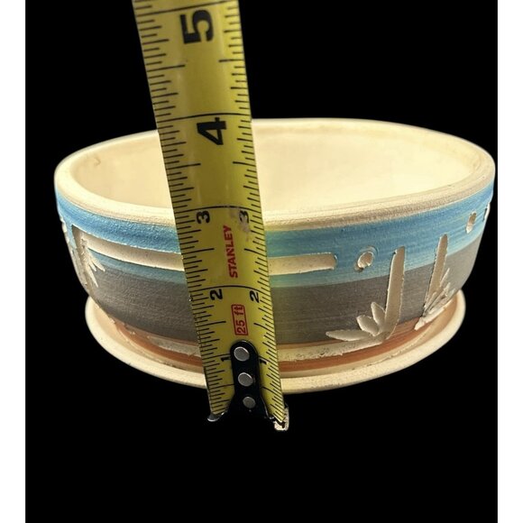 Vtg Southwest Superstition Stoneware Succulents Planter Clay Pottery 7” Incised - Picture 9 of 9